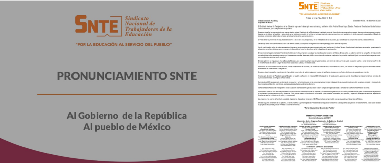 El SNTE expresa el más amplio reconocimiento y felicitación al Presidente Andrés Manuel López Obrador, por su segundo año de gobierno