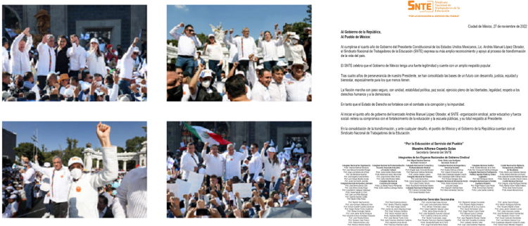 Más de cien mil trabajadores de la educación del SNTE acompañaron al Presidente en la conmemoración por el Cuarto Año de su Gobierno   