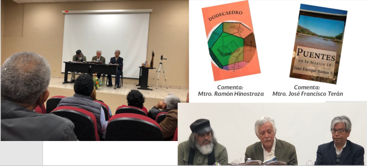 Presentan los libros “Dodecaedro” y “Puentes en la México 16”, del escritor Juan Enrique Ramos Salas. Comentaron las obras, el maestro Ramón Hinostroza y el escritor y periodista José Francisco Terán