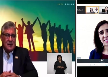 El secretario general del SNTE, Alfonso Cepeda Salas, advirtió que la salud integral de los maestros es un asunto prioritario. Daniela Labra Cardero imparte conferencia