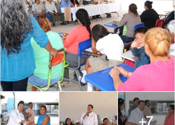 El líder de la Sección 28, Francisco Javier Duarte Flores, entrega víveres y cobertores a familias de la Costa de Hermosillo afectadas por las recientes lluvias