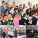 Entregan apoyos económicos a escuelas. Presentes, los líderes magisteriales de Sonora, Francisco Javier Duarte Flores y Jesús Jaime Rochín Carrillo