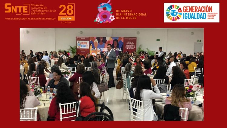 La Sección 28 del SNTE, encabezada por su secretario general, César Adalberto Salazar López, conmemoró el Día Internacional de la Mujer