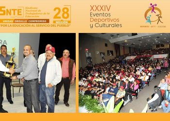 El líder magisterial Noé Rodríguez García, encabezó ayer la clausura de los XXXIV Eventos Deportivos, Artísticos y Culturales de la Sección 28 del SNTE. La próxima sede será Guaymas