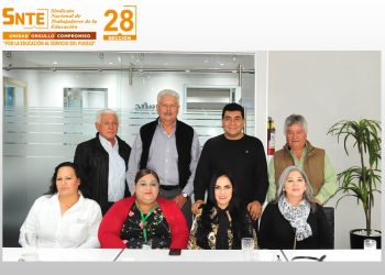 El profesor Noé Rodríguez García, líder de la Sección 28 y dirigentes de la FEDESSP realizan reunión de trabajo. Abordan temas tales como, seguridad social, atención de calidad en clínicas del ISSSTE y créditos, entre otros
