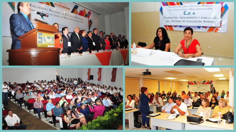 Se realiza el primer Encuentro Regional de Escuelas Normales para la Consulta Sobre el Modelo Educativo 2016. Alfonso Cepeda Salas, representante del CEN del SNTE, es coordinador general del evento