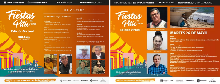 Escritores de Sonora, A.C. en las Fiestas del Pitic 2020, que celebran de manera virtual el 320 aniversario de la fundación de Hermosillo