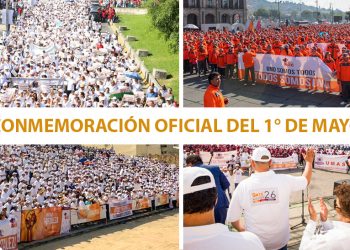 El secretario general del SNTE, Alfonso Cepeda Salas, participó en la conmemoración oficial del 1° de mayo, encabezada por el Presidente de la República, Andrés Manuel López Obrador, en Palacio Nacional