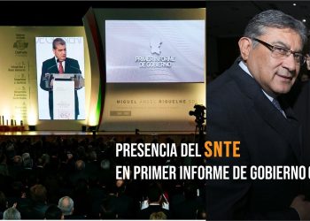 El líder del SNTE, Alfonso Cepeda Salas, asistió a la ceremonia del Primer Informe del gobernador de Coahuila, Miguel Ángel Riquelme, donde ratificó el compromiso del Sindicato con la escuela pública, los niños, los maestros y los padres de familia
