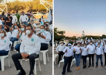 Candidato de Nueva Alianza Sonora. El profesor Crispín Yocupicio Nolasco en campaña por la Diputación Local del Distrito 20 Electoral