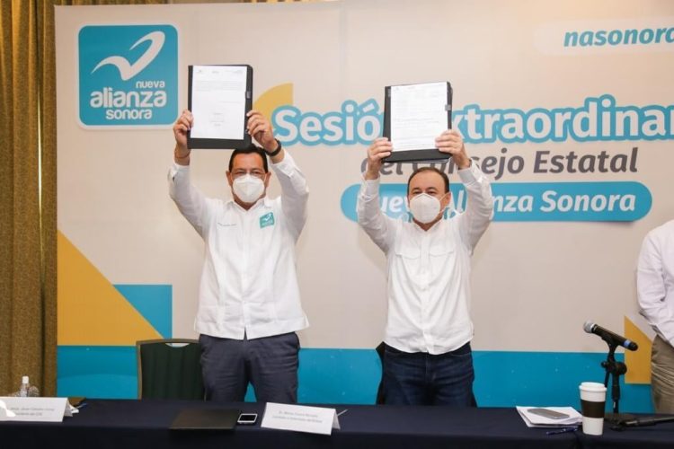 Alfonso Durazo Montaño rindió ayer protesta como virtual candidato del Partido Nueva Alianza Sonora a la gubernatura del Estado