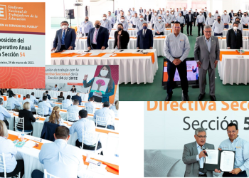 El líder nacional del SNTE entrega al secretario general de la Sección 54 de Sonora la Toma de Nota emitida por el TFCA