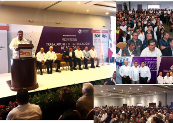 Gira de trabajo por Sonora del secretario general del SNTE, Alfonso Cepeda Salas. Señala que la consulta para integrar el PND fue un éxito