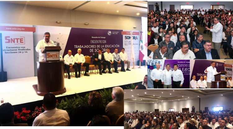 Gira de trabajo por Sonora del secretario general del SNTE, Alfonso Cepeda Salas. Señala que la consulta para integrar el PND fue un éxito