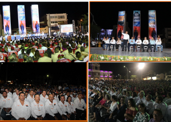 Inauguran los XXXV Eventos Deportivos y Culturales de la Sección 28 del SNTE. Encabeza la ceremonia, el líder magisterial César Adalberto Salazar López