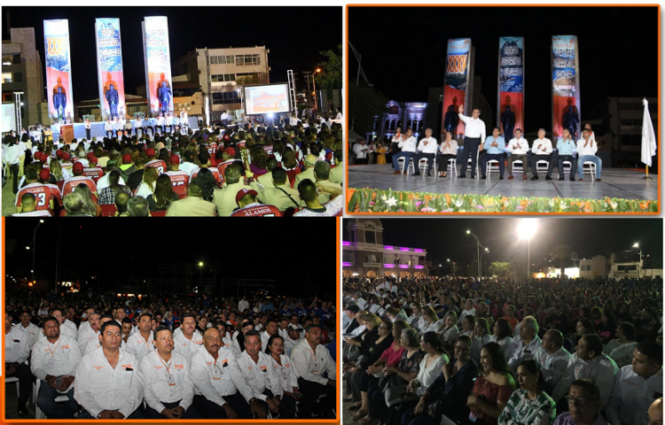 Inauguran los XXXV Eventos Deportivos y Culturales de la Sección 28 del SNTE. Encabeza la ceremonia, el líder magisterial César Adalberto Salazar López