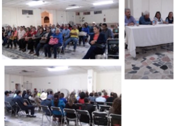 Trabajadores de INEGI platican sobre la reforma educativa. La reunión fue presidida por los dirigentes nacional y local del SNTINEGI, y por el Presidente de la FEDESSP, Rafael Coronado Acuña   