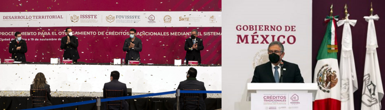 El secretario general del SNTE, Alfonso Cepeda Salas, participa en la entrega de 15 mil créditos del FOVISSSTE