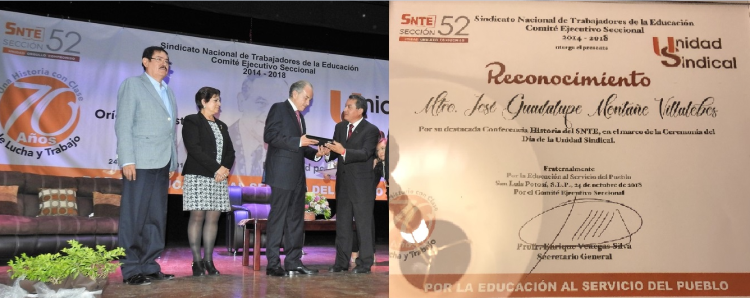 Día de la Unidad Sindical en la Sección 52 del SNTE y el LXX Aniversario de la creación de la Organización Sindical. Conferencia sobre la historia del SNTE y del magisterio estatal potosino