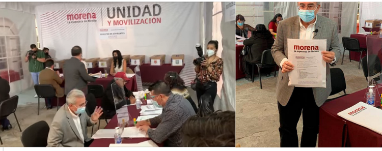 El senador Rubén Rocha Moya se registró este día por Morena, como precandidato a la gubernatura del estado de Sinaloa