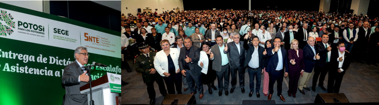 Líder del SNTE y gobernador de SLP entregan mil 561 dictámenes de promoción escalafonaria a Personal de Apoyo de la entidad   