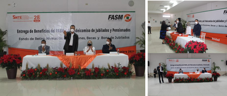 Entregan estímulos a socios del FASM de la Sección 28 del SNTE. Encabeza acto, líder magisterial César Adalberto Salazar López
