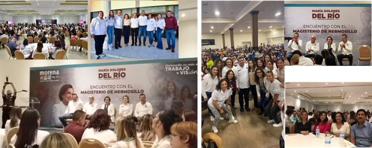 María Dolores en un encuentro proselitista con el magisterio de la capital de Sonora